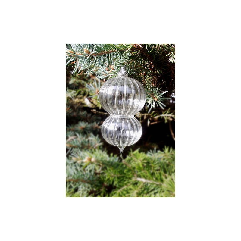 Mouth-blown glass ball with grooves Mouth-blown glass ball with grooves