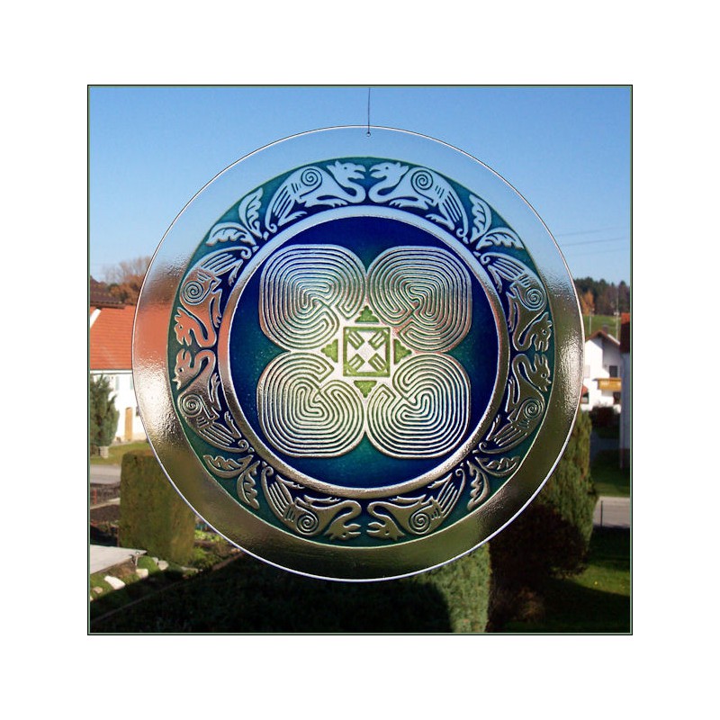 Cloverleaf Labyrinth made of oven-melted glass Cloverleaf Labyrinth made of oven-melted glass