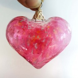 Glass heart gold ruby 2.8"